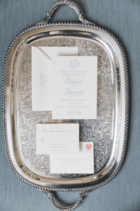Wedding invitations on a tray